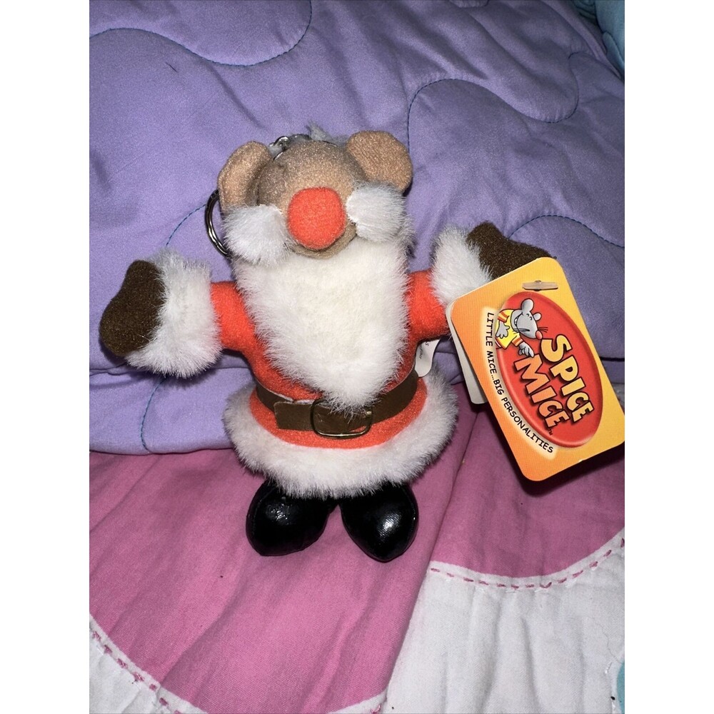 Vintage 2003 Khami World Plush Spice Mice Santa Claws Keychain Mm81